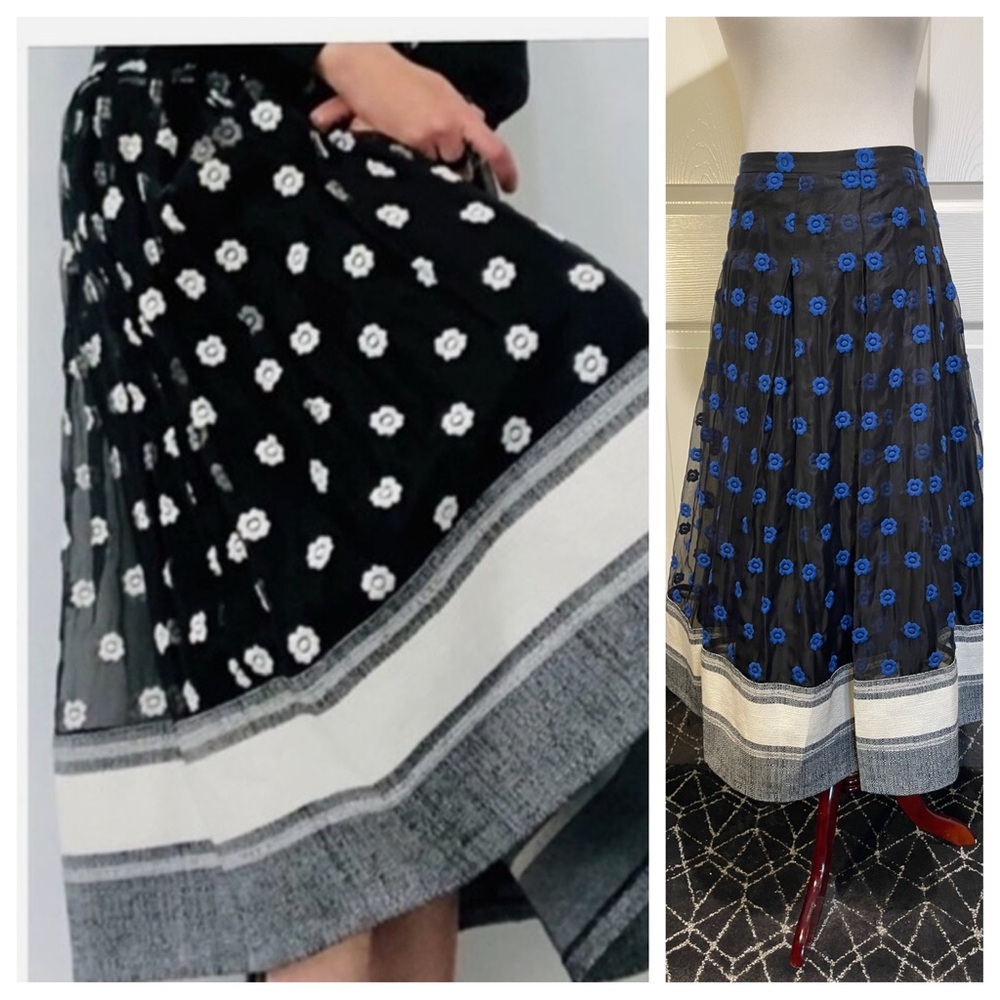 Sachin + Babi Noir embroidered floral midi ball skirt